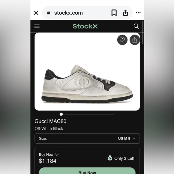 New in box Men’s GUCCI MAC80 Designer Sneakers shoes White black Size 7 Leather - Picture 10 of 10